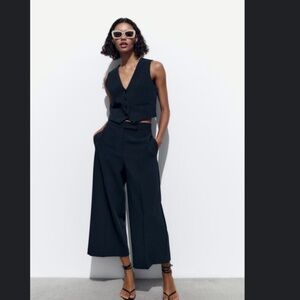 Short tailored navy waistcoat